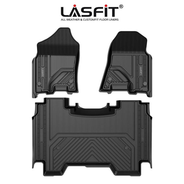 Bucket Seating Only Black Custom Fit Heavy Duty TPE Front & Rear Floor Liners with Rear Under-Seat Storage LASFIT Floor Mats Fits for 2019-2021 Ram 1500 Crew Cab 